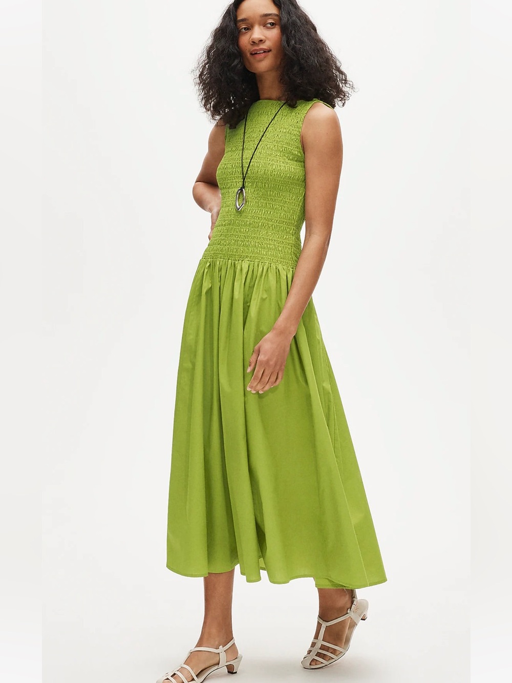 NWT J. Crew Lina smocked midi dress in Vibrant Fern Green Size Small